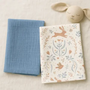 Set 2 museline Sweet Bunny din bumbac 70x70 cm