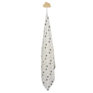 Set 2 museline din bumbac organic Sevibebe Grey Stars 70x55cm