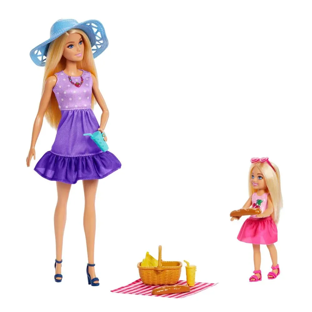Set 2 papusi Barbie Malibu si Chelsea la Picnic
