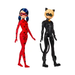 Set 2 papusi Miraculous Buburuza si Cat Noir 26 cm