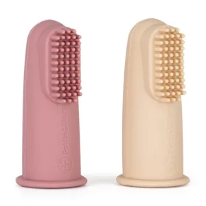 Set 2 periute de dinti PetiteMars pentru deget cu peri moi silicon rozbej
