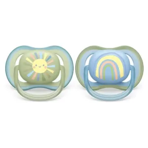 Set 2 suzete Avent din silicon Ultra Air Sun Rainbow Blue 0-6 luni