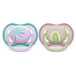 Set 2 suzete Avent din silicon Ultra Air Sun Rainbow Purple 0-6 luni