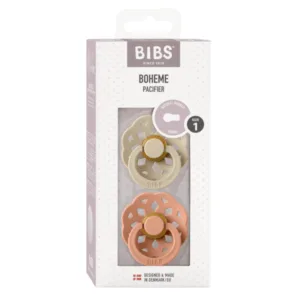 Set 2 suzete Bibs Boheme Latex tetina rotunda 0 luni + VanillaPeach