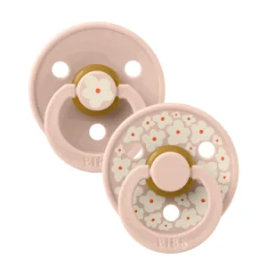 Set 2 suzete Bibs Colour Studio Collection Flower Latex tetina rotunda 0 luni+ Blush