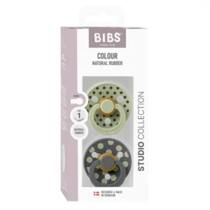 Set 2 suzete Bibs Colour Studio Collection Polka Dots tetina rotunda 0 luni+ SageIron