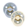 Set 2 suzete Bibs x Liberty Colour Eloise Latex tetina rotunda 6 luni+ Dusty BlueIvory