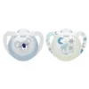 Set 2 suzete Nuk Star Day  Night silicon 0-6 luni M1 bleu