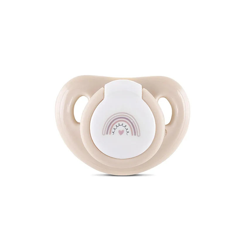 Set 2 suzete din silicon moale Mellow Rose cu capac 0 luni+