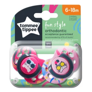 Set 2 suzete ortodontice din silicon Tommee Tippee Fun Style 6-18 luni Cat