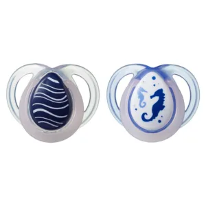 Set 2 suzete ortodontice din silicon Tommee Tippee Night 0-6 luni Seahorse