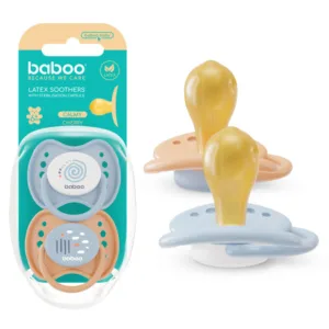 Set 2 suzete rotunde din latex Calmy Baboo Bleu 0 luni+