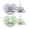 Set 2 suzete silicon Avent Ultra Air 0-6 luni Papagal si Ananas