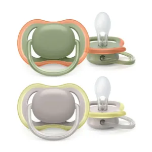Set 2 suzete silicon Avent Ultra Air 0-6 luni verde si gri