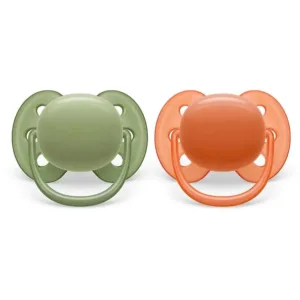 Set 2 suzete silicon Avent Ultra Air 18 luni + Verde si Portocaliu