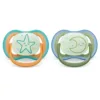Set 2 suzete silicon Avent Ultra Air Night 18 luni + Star Moon