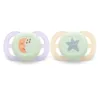 Set 2 suzete silicon Avent Ultra Start Night 0-2 luni Moon Star Fetite