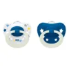Set 2 suzete silicon Nuk Signature Night 18-36 luni Blue White Boy