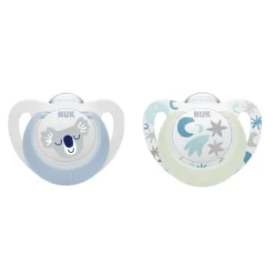 Set 2 suzete silicon glow in the dark Nuk Star Night 0-6 luni Boy