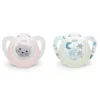 Set 2 suzete silicon glow in the dark Nuk Star Night 0-6 luni Girl