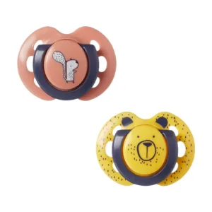Set 2 suzete silicon ortodontice Tommee Tippee Fun Friends 0-6 luni Yellow Bear