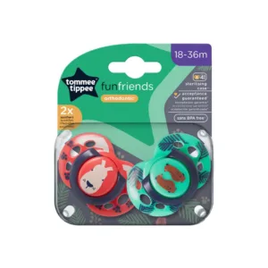 Set 2 suzete silicon ortodontice Tommee Tippee Fun Friends 18 -36 luni Red Rabbit