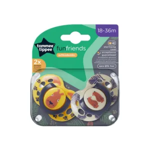 Set 2 suzete silicon ortodontice Tommee Tippee Fun Friends 18 -36 luni Yellow Rabbit