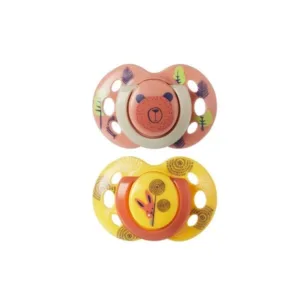 Set 2 suzete silicon ortodontice Tommee Tippee Fun Friends 6-18 luni Orange Bear