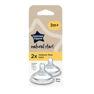 Set 2 tetine cu debit mediu Tommee Tippee Easy Vent 3 luni +