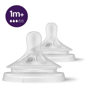 Set 2 tetine din silicon Avent Natural Response 3.0 1+ Debit 3