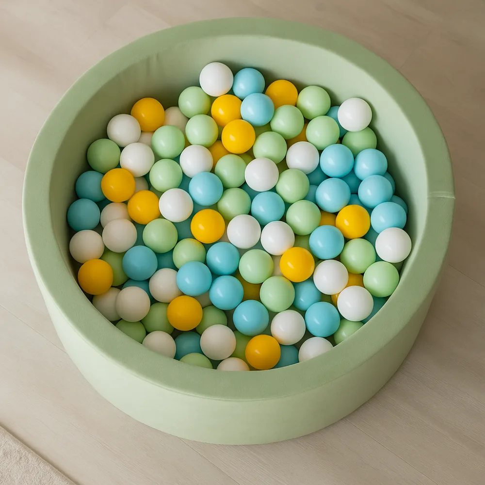 Set 200 bile din plastic 7 cm MeowBaby pentru centru de joaca verde deschis