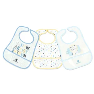 Set 3 bavete cu buzunar Kikka Boo Arty Albastra