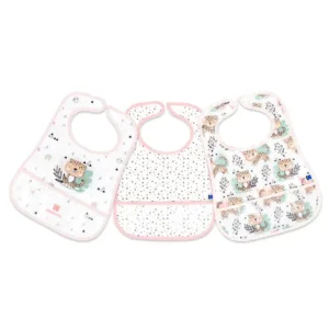 Set 3 bavete cu buzunar Kikka Boo Savanna Roz