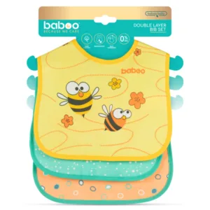 Set 3 bavete din bumbac Baboo Prietenii 0 luni+