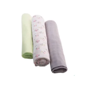 Set 3 museline KikkaBoo Swaddles Flowers din bumbac si fibre bambus 1bucx100x120cm