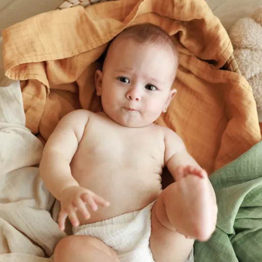 Set 3 museline multifunctionale din bumbac organic 60x60 cm Onino Hug.me Pure nature