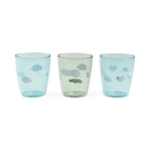 Set 3 pahare Yummy Done by Deer Happy Clouds green