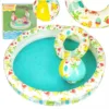 Set 3 piese Piscina gonflabila colac si minge 122 cm Flamingo