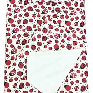 Set 3 piese paturica cu cearsaf si pernuta 140x70 cm Buburuze rosunegru