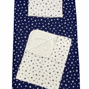 Set 3 piese paturica cu cearsaf si pernuta 140x70 cm Mix stelute bleumarin