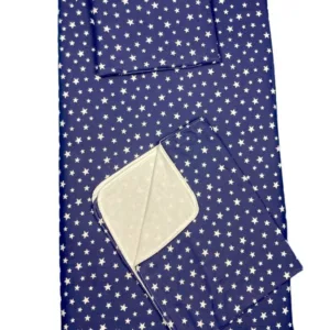 Set 3 piese paturica cu cearsaf si pernuta 140x70 cm Stelute pe bleumarin