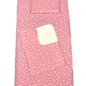Set 3 piese paturica cu cearsaf si pernuta 140x70 cm Stelute pe roz