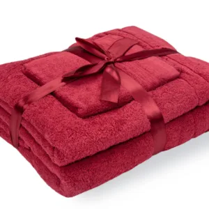 Set 3 prosoape din bumbac bordeaux Domine pentru fata