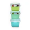 Set 3 recipiente sticla cu husa din silicon Melii bluemint lime 160 ml