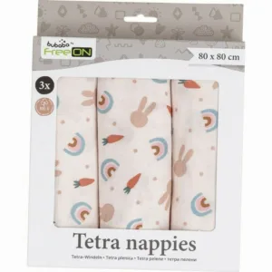 Set 3 scutece Bubaba Tetra Carrots and Rainbow din bumbac 80x80 cm