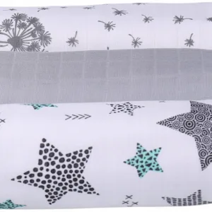 Set 3 scutece de muselina pentru copii BabyMam Grey Stars