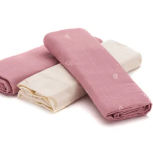 Set 3 scutece din muselina Fillikid Flowers din bambus si bumbac 75x75 cm