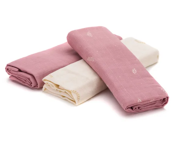 Set 3 scutece din muselina Fillikid Flowers din bambus si bumbac 75x75 cm