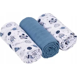 Set 3 scutece din muselina Infantilo albastruspace