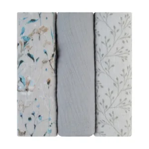 Set 3 scutece din muselina KikkaBoo 75x75 cm Dreamy Fields Grey